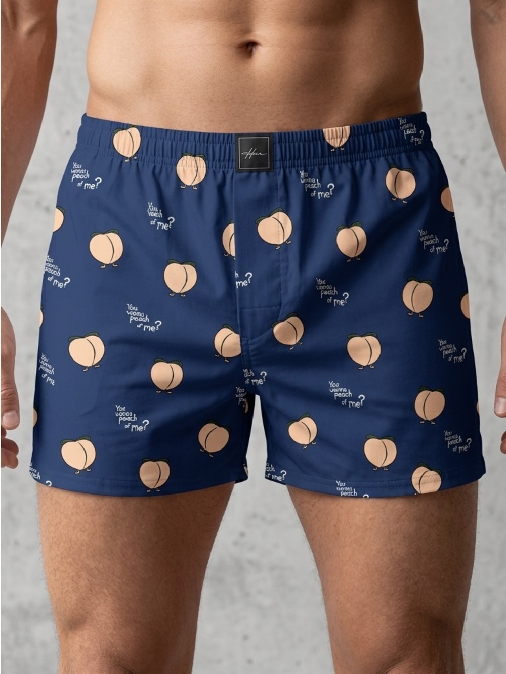 Hollister Navy Boxer Shorts with Peach Print